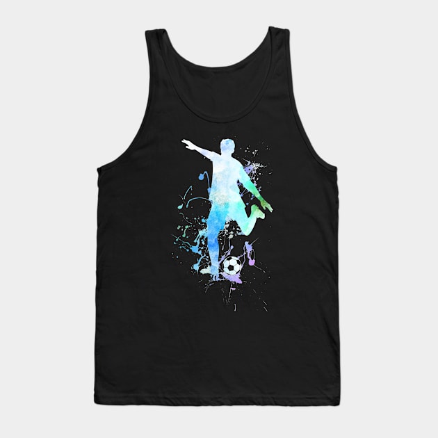 Colorful Watercolor Soccer Player Tank Top by HappyGiftArt